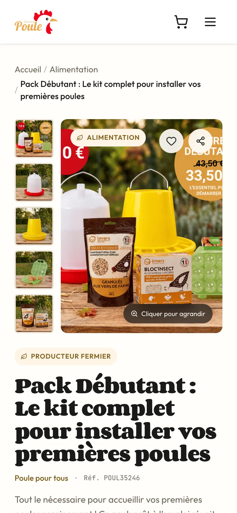 Fiche produit sur mobile